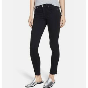 Rag & Bone Ankle Skinny Black Jeans with Raw Hem Size 25
